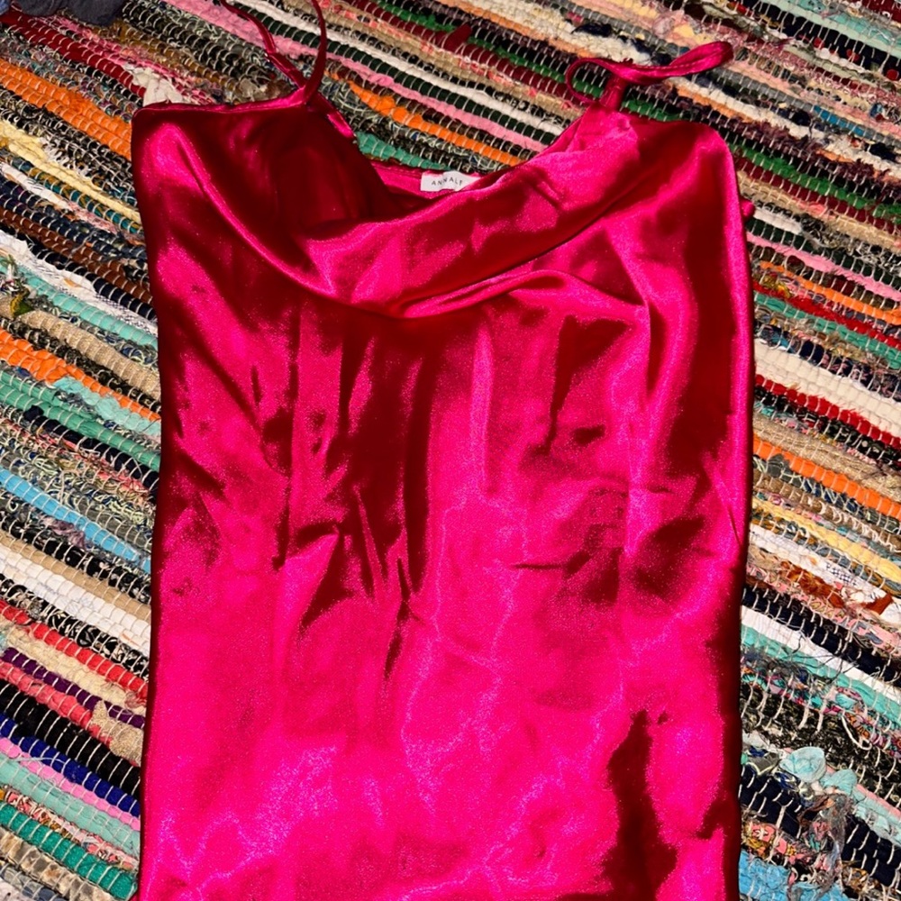 Annalee + hope hot pink satin tanktop